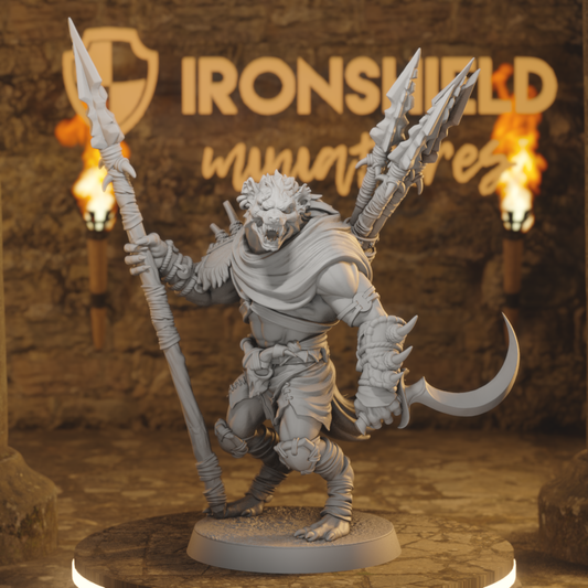 Boneyard Gnoll Stalker 5 Gnoll Fighter DnD miniature 3D printed resin tabletop RPG figure