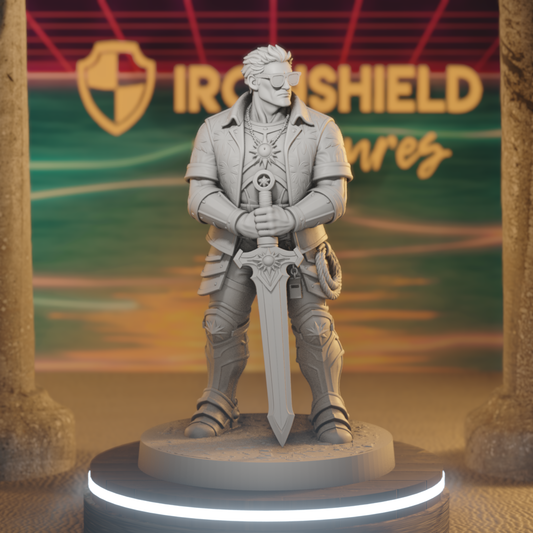 Brandon Baywarden Human Paladin DnD miniature 3D printed resin tabletop RPG figure