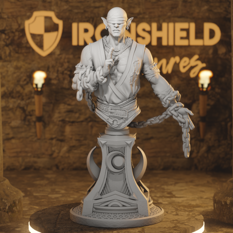 BUST - Uxas – Blind Drow Monje 120mm tall