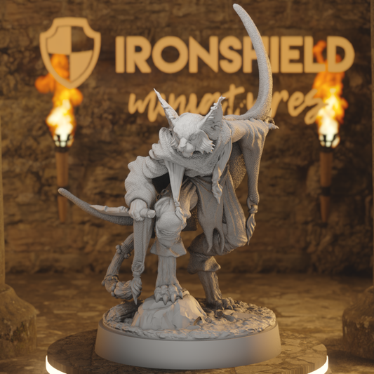 Carracali Shadow-Weaver Beastfolk Warlock DnD miniature 3D printed resin tabletop RPG figure