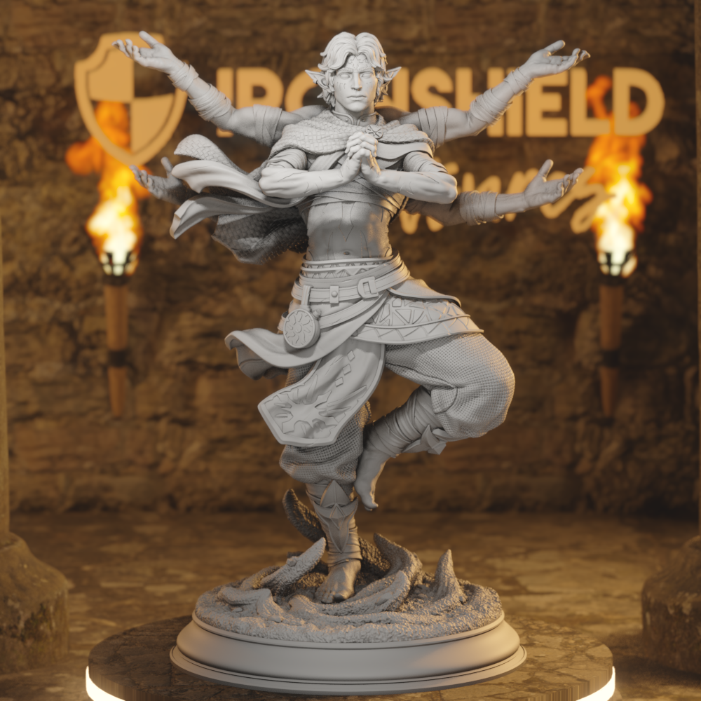Caryian Elf Monk DnD miniature 3D printed resin tabletop RPG figure