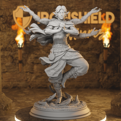 Caryian Elf Monk DnD miniature 3D printed resin tabletop RPG figure