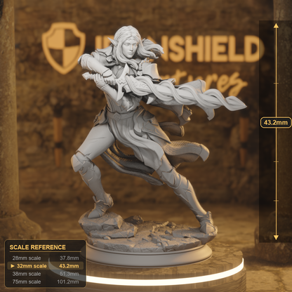 Cerindelia Elf Fighter, Paladin DnD miniature 3D printed resin tabletop RPG figure