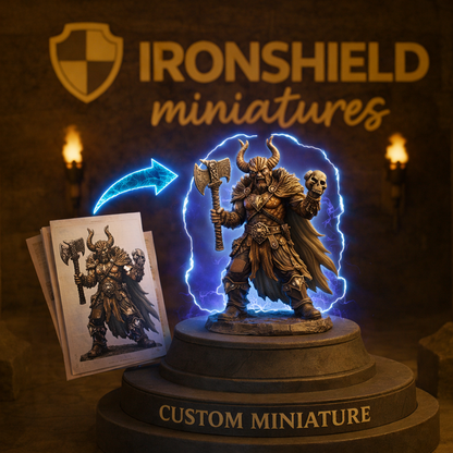 Custom Miniature from your Character Art DnD miniature 3D printed resin tabletop RPG figure front view