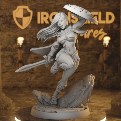 Crescendia Lady Fighter Warrior Girl DnD miniature 3D printed resin tabletop RPG figure