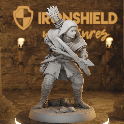 Cutthroat Bandit 3 - Sneaky Mugger Tavern Archer Scout DnD miniature 3D printed resin tabletop RPG figure