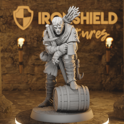 Cutthroat Bandit 5 - Brawler Raider Shield Fighter DnD miniature 3D printed resin tabletop RPG figure