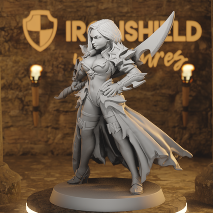 Dalila - Swordswoman Fighter Warrior Female DnD miniature 3D printed resin tabletop RPG figure