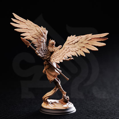 Valkyrie Spear - Aasimar Paladin Shieldmaiden 3D printed miniature detail view tabletop RPG