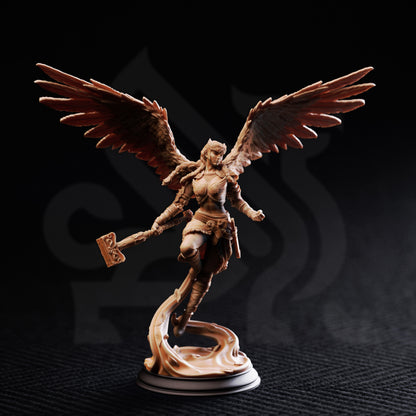 Valkyrie Hammer - Aasimar Paladin Shieldmaiden DnD miniature 3D printed resin figure alternate angle