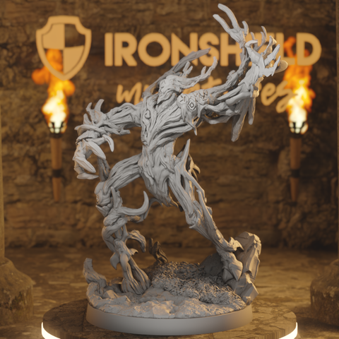 Deathroot Warden - Lunging Antlered Treant Plant Guardian of the Whisperwood