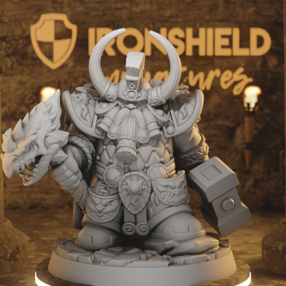 Dragonthyr - Dwarf King Lord Berserker DnD miniature 3D printed resin tabletop RPG figure
