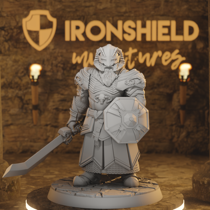 Dwarf Ram Fighter Knight Warrior DnD miniature 3D printed resin tabletop RPG figure