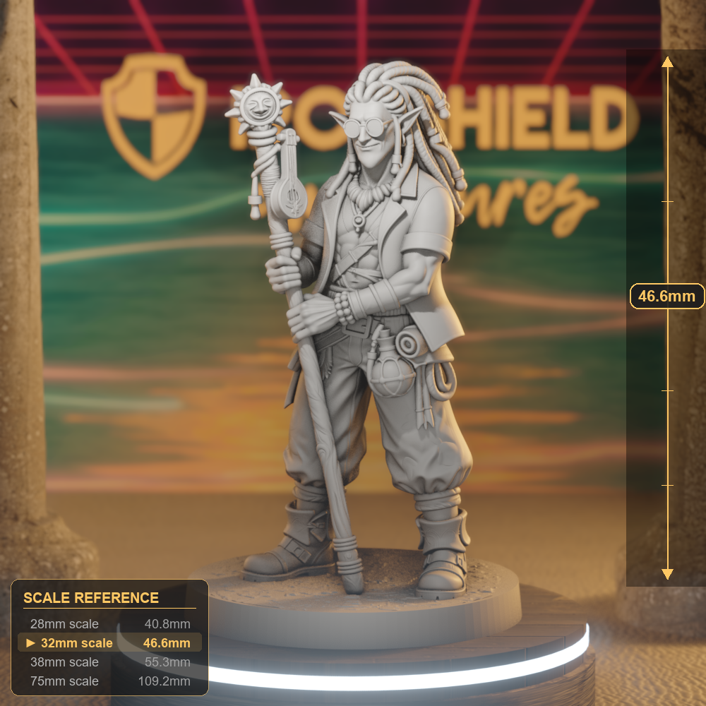 Dylan Sunroot Elf Druid DnD miniature 3D printed resin tabletop RPG figure