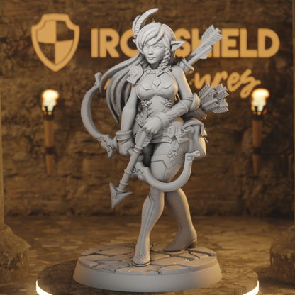 Elaina - Female Elf Ranger Archer DnD miniature 3D printed resin tabletop RPG figure