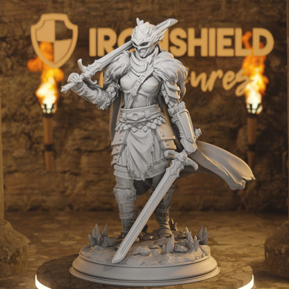 Estelia - Renegade Golden Griffin Fighter the War-Scarred DnD miniature 3D printed resin tabletop RPG figure