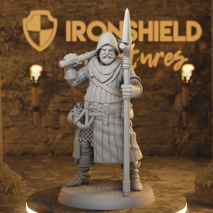 Farlands Militia 2 - Human Spearman Guard Soldier DnD miniature 3D printed resin tabletop RPG figure