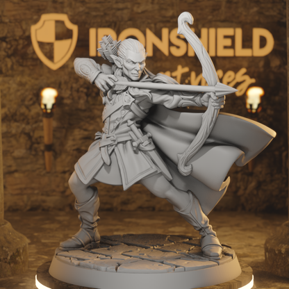 Feydhil - Elf Ranger Archer Fighter DnD miniature 3D printed resin tabletop RPG figure