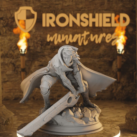 Firenzia Fireblood - Elemi Fighter of Cursed Flames DnD miniature 3D printed resin tabletop RPG figure