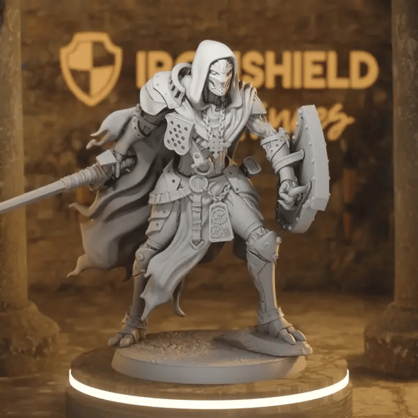 Forgeborn Templar 1 DnD miniature 360 turntable animation