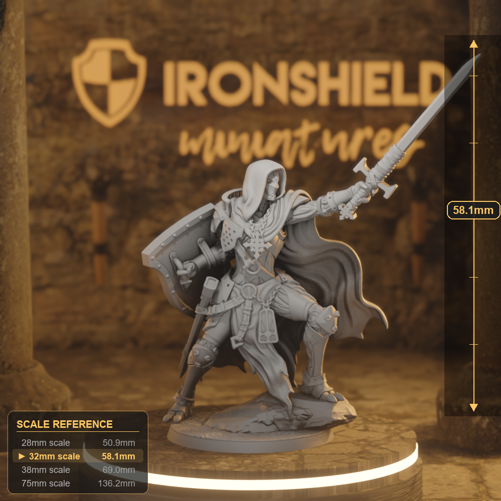 Forgeborn Templar 2 Construct Paladin DnD miniature 3D printed resin tabletop RPG figure