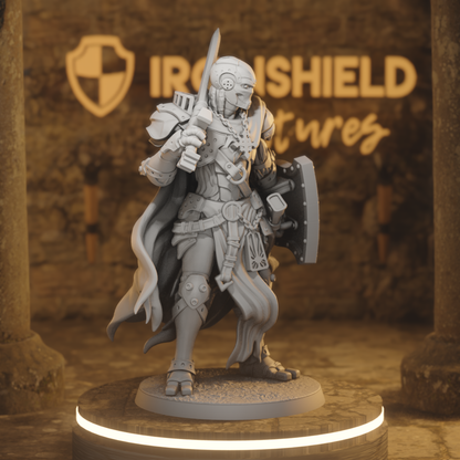 The Whirring Island - Forgeborn Templar - Caped Warforged Construct Paladin Shouldered-Sword Shield Sentinel