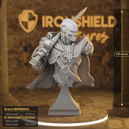 Forgeborn Templar Bust Construct Paladin DnD miniature 3D printed resin tabletop RPG figure