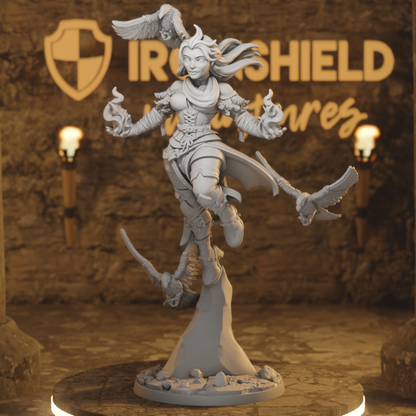 Genevieve Female Druid Bird Charmer Shaman DnD miniature 3D printed resin tabletop RPG figure