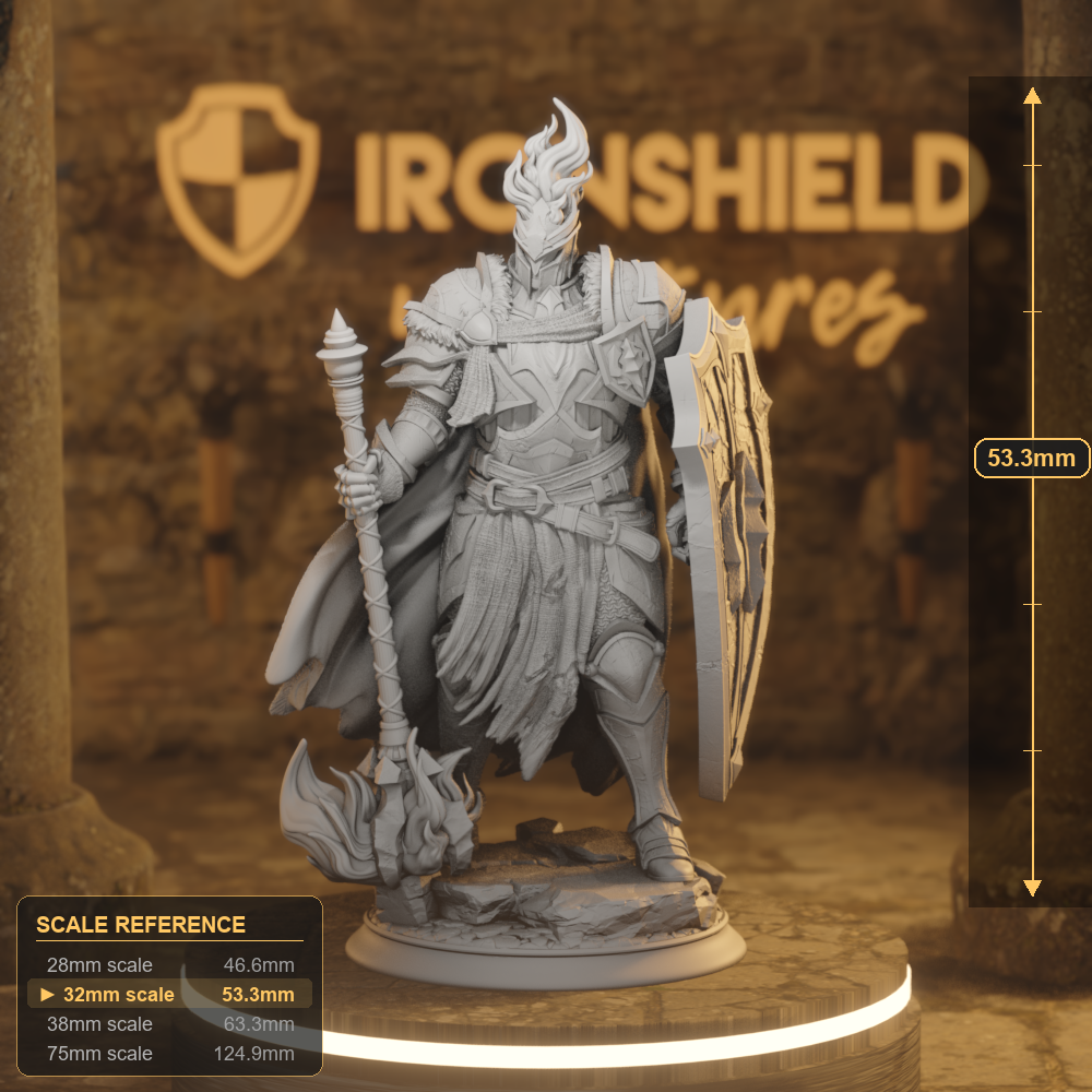 Glancalion Human Paladin DnD miniature 3D printed resin tabletop RPG figure