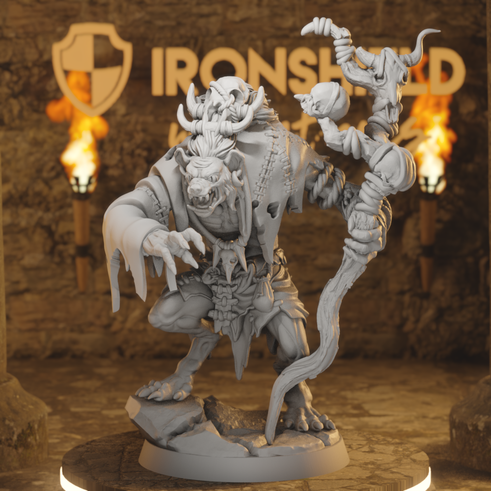 Gnoll Ruincaller Gnoll Druid DnD miniature 3D printed resin tabletop RPG figure