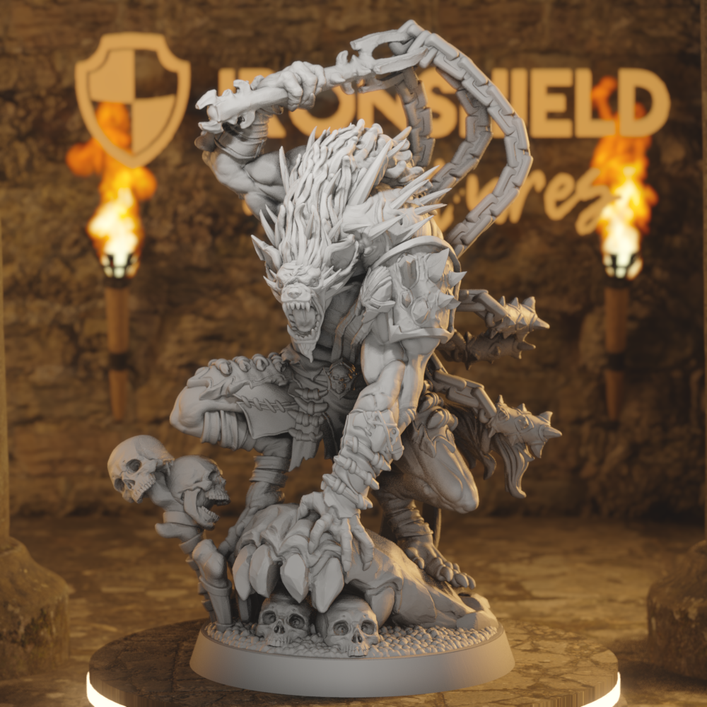 Gnoll Scourge-Lord Gnoll Fighter DnD miniature 3D printed resin tabletop RPG figure