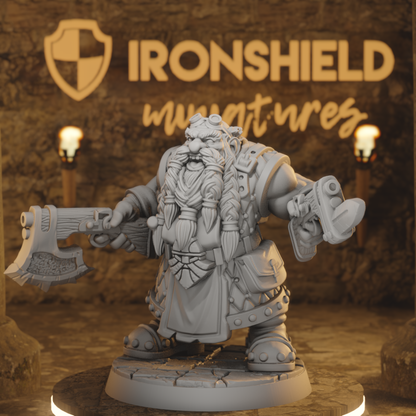 Grangir Dwarf Gun Ranger Fighter Miner DnD miniature 3D printed resin tabletop RPG figure