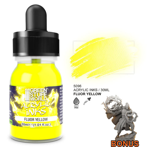 Green Stuff World Acrylic Ink Opaque Fluor Yellow 30ml