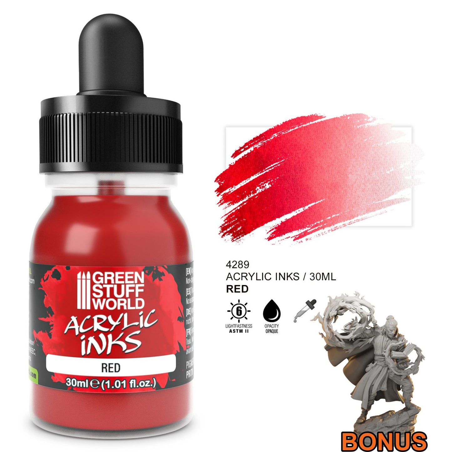 Green Stuff World Acrylic Ink Opaque Red 30ml