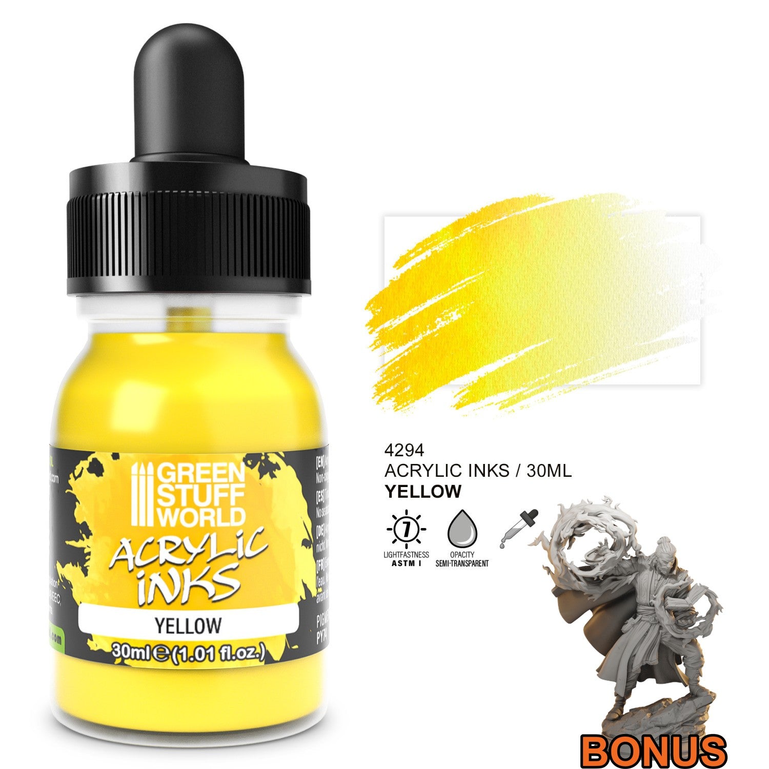 Green Stuff World Acrylic Ink Opaque Yellow 30ml