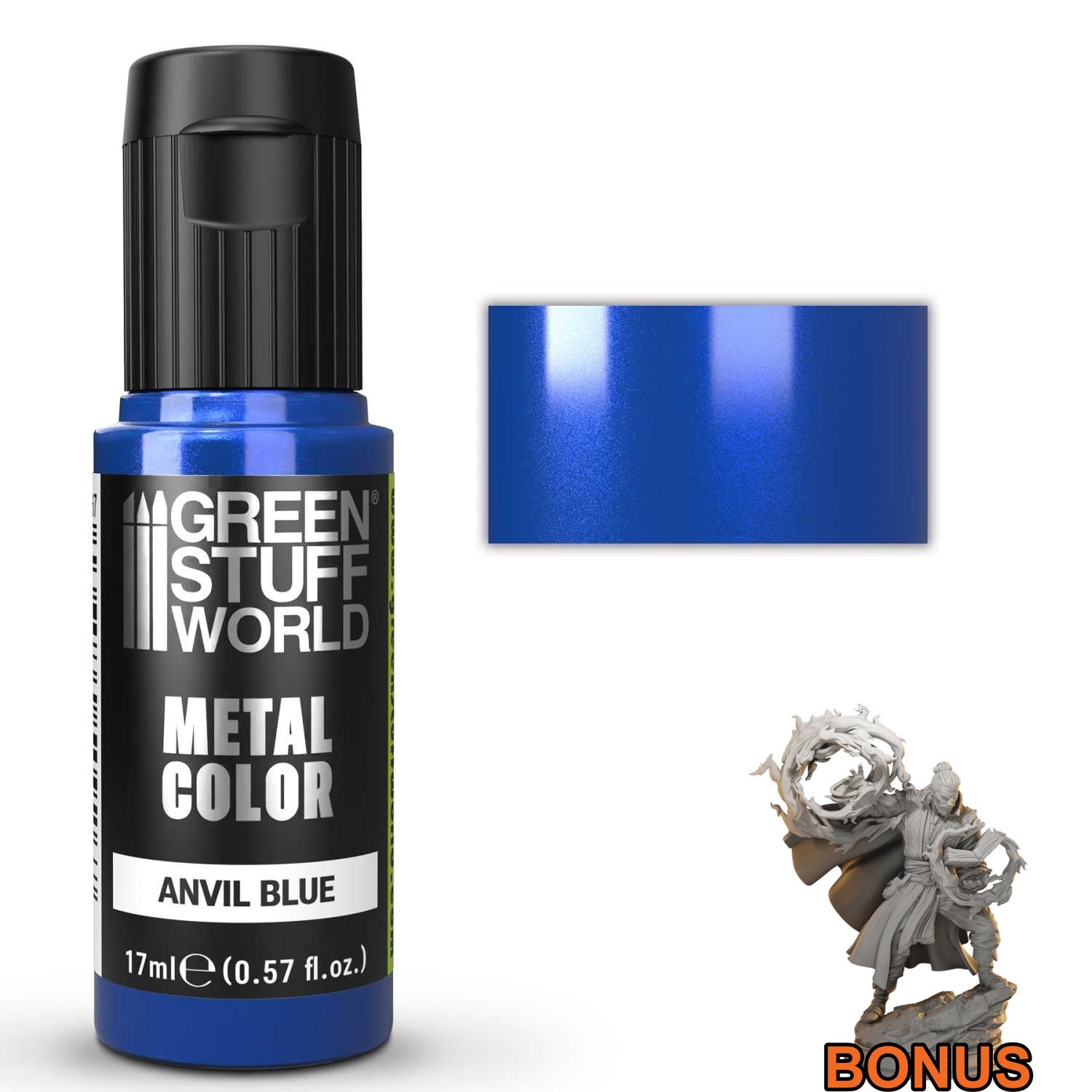 Green Stuff World Acrylic Metal Paint VIVID Anvil Blue 17ml