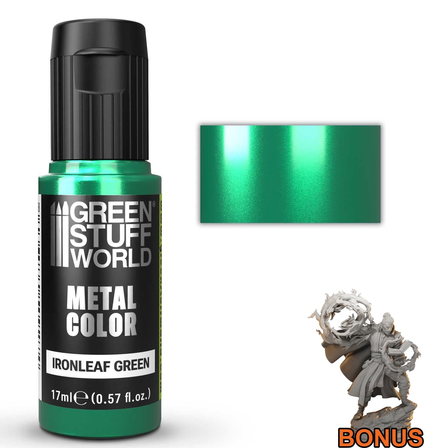Green Stuff World Acrylic Metal Paint VIVID Ironleaf Green 17ml