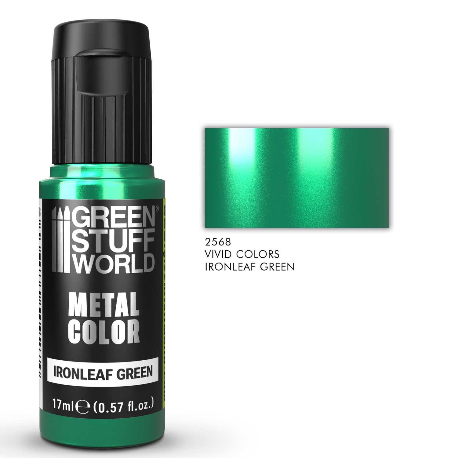 Green Stuff World Acrylic Metal Paint VIVID Ironleaf Green 17ml - view 3