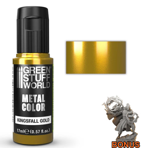 Green Stuff World Acrylic Metal Paint VIVID Kingsfall Gold 17ml