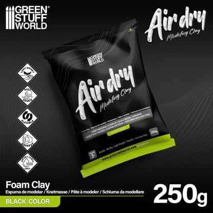 Green Stuff World Air Dry Modeling Foam Clay Black 250g - view 4
