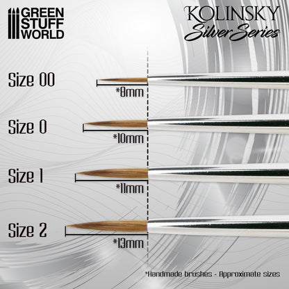 Green Stuff World Kolinsky Brush Set - Silver Series (Pack x4) - view 2