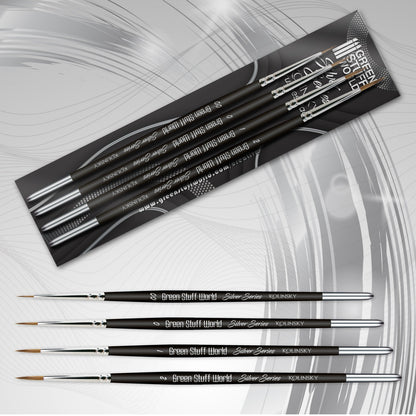 Green Stuff World Kolinsky Brush Set - Silver Series (Pack x4) - view 3