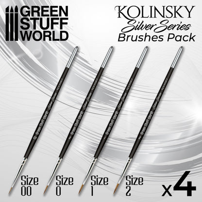 Green Stuff World Kolinsky Brush Set - Silver Series (Pack x4) - view 4