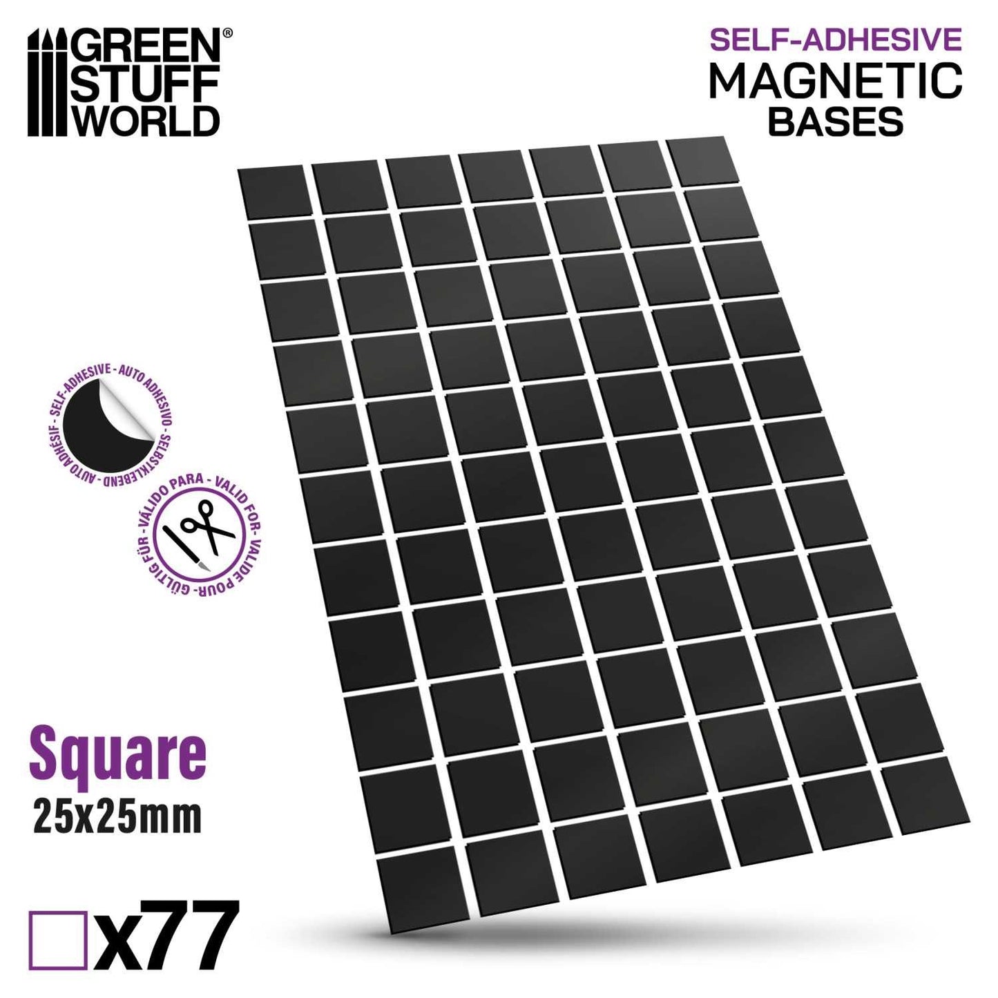 Green Stuff World Magnetic Precut Sizes - Adhesive Squares 25x25mm - view 2
