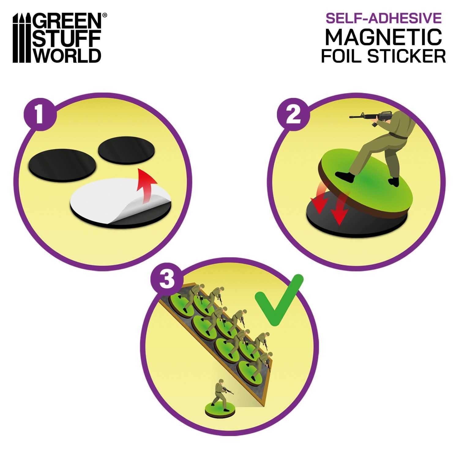 Green Stuff World Magnetic Precut Sizes - Adhesive Squares 25x25mm - view 4