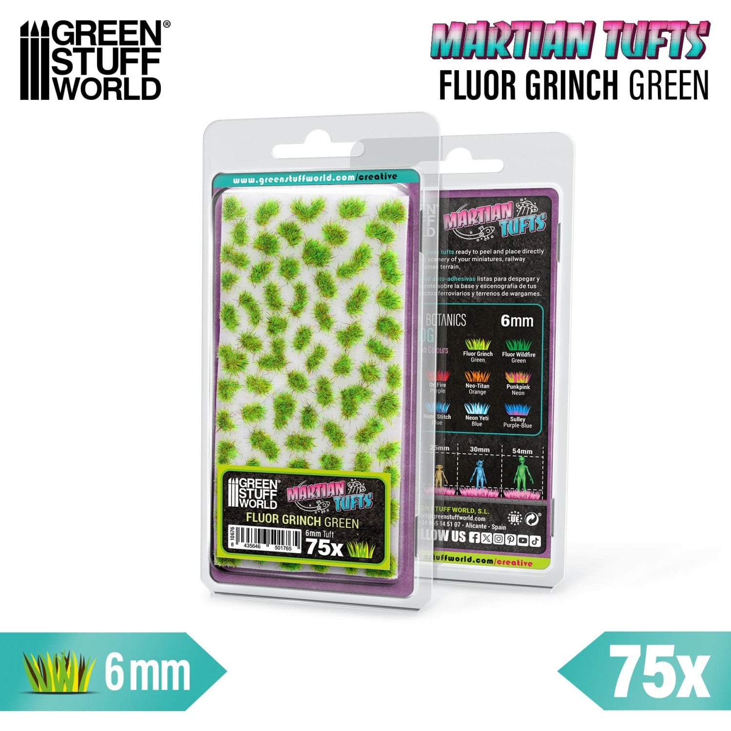 Green Stuff World Martian Tufts 6mm - FLUOR GRINCH GREEN - view 3
