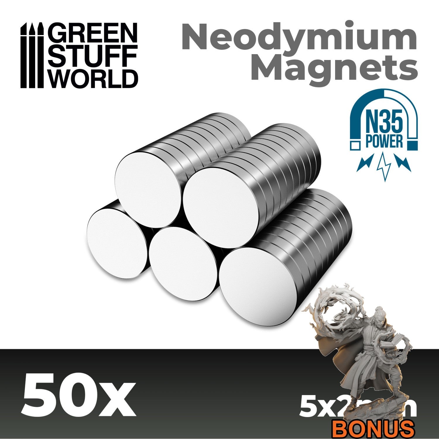 Green Stuff World Neodymium Magnets 5x2mm - Set x50 (N35)