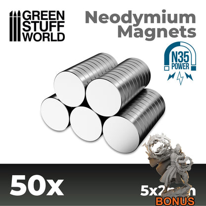 Green Stuff World Neodymium Magnets 5x2mm - Set x50 (N35)