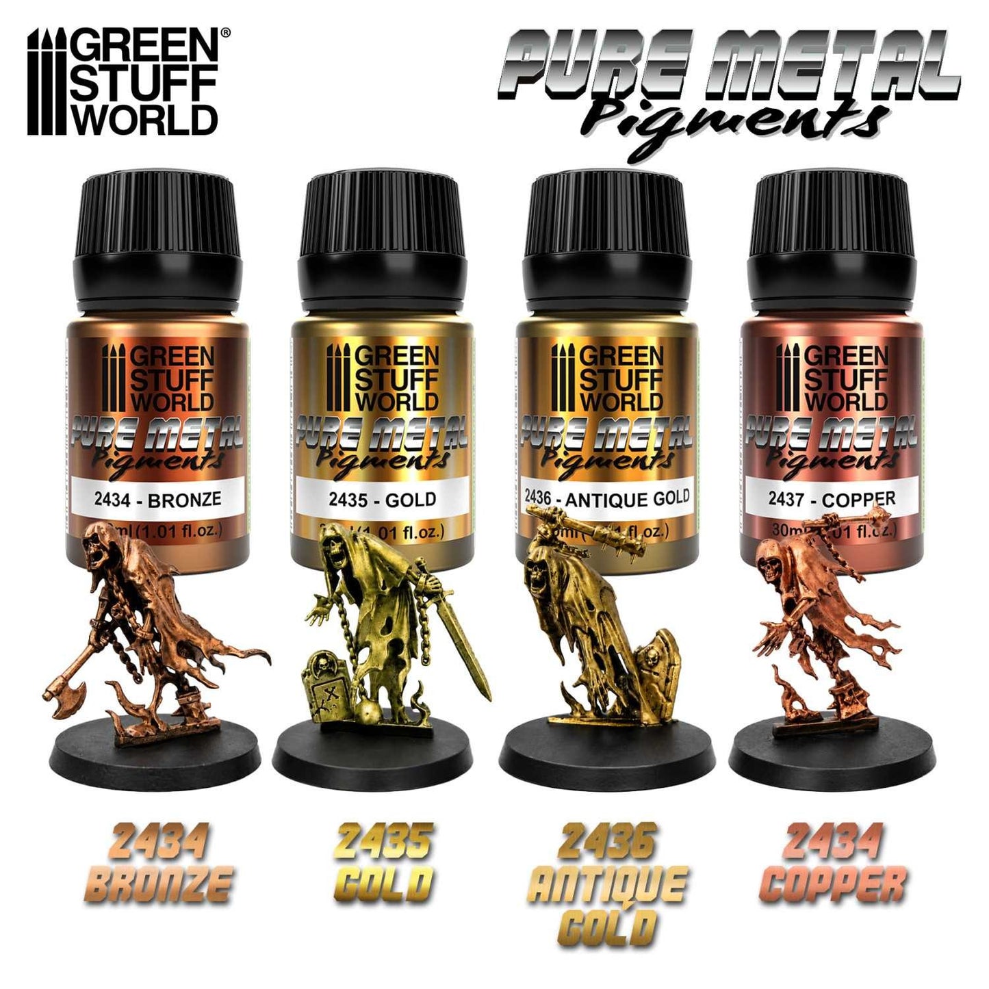 Green Stuff World Paint Pot - Pure Metal - ANTIQUE GOLD pigments 30ml - view 3
