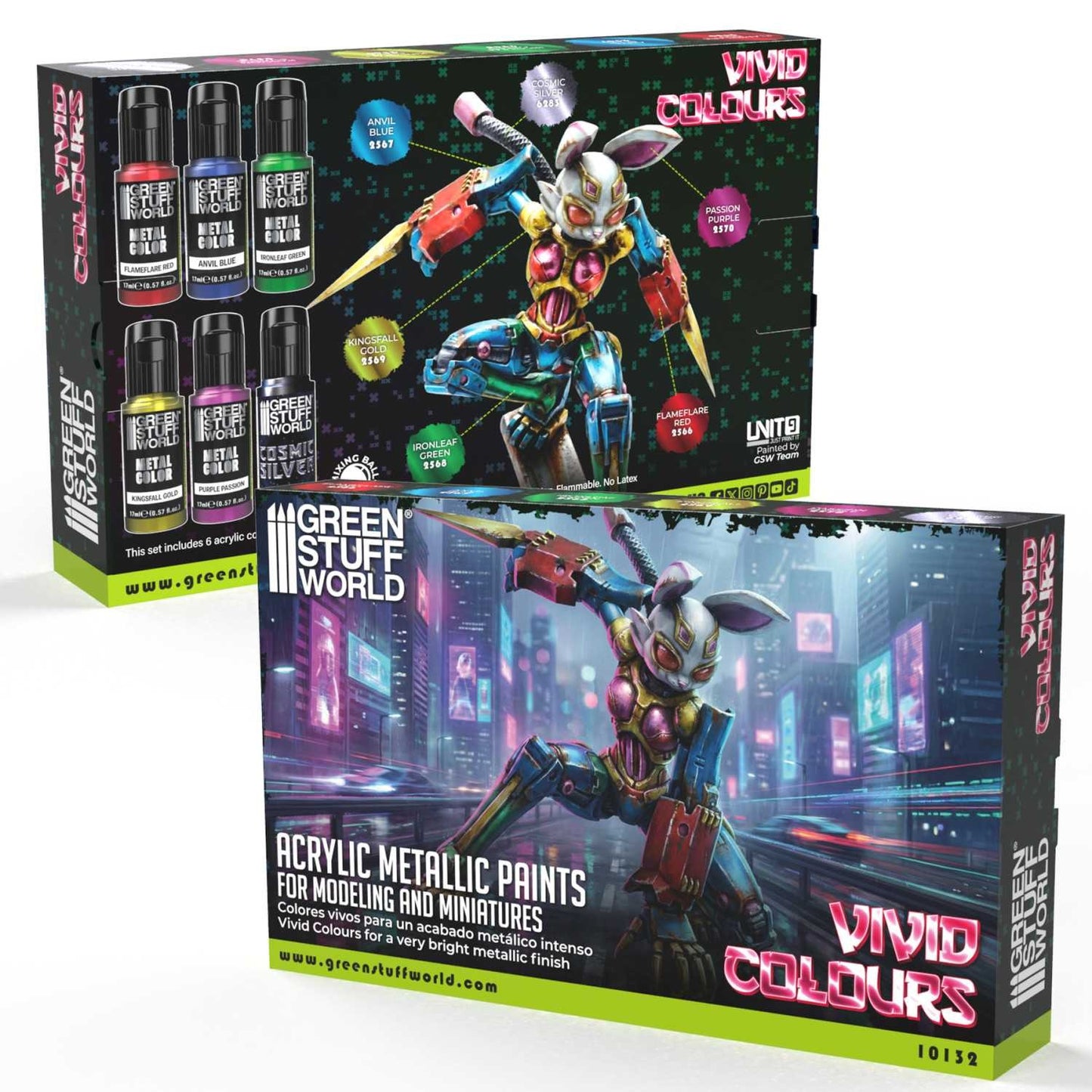 Green Stuff World Paint Set - VIVID Metallic Colours (Box x6) - view 3